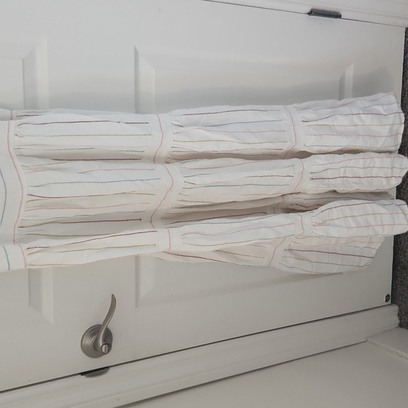 LOFT Cream Colorful Striped Maxi Dress Tiered Striped Flowy Size 4 - Picture 4 of 7